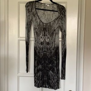 Helmut Lang Digital Print Long Sleeve Mini Dress